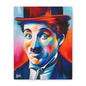 Other Art Portrait - Vibrant Canvas Art, Colorful Wall Decor, Home Gallery Piece, Gift for Art Lovers, Charlie Chaplin Art, Retro Room Decor