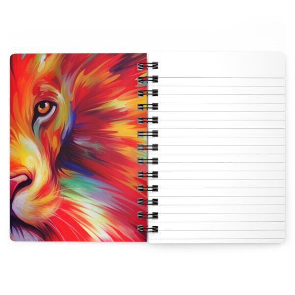 Animal Art Cat - Vibrant Lion Art Spiral Bound Journal, Colorful Sketchbook, Dream Journal, Nature Lover Gift, Inspirational Notepad - Image 3