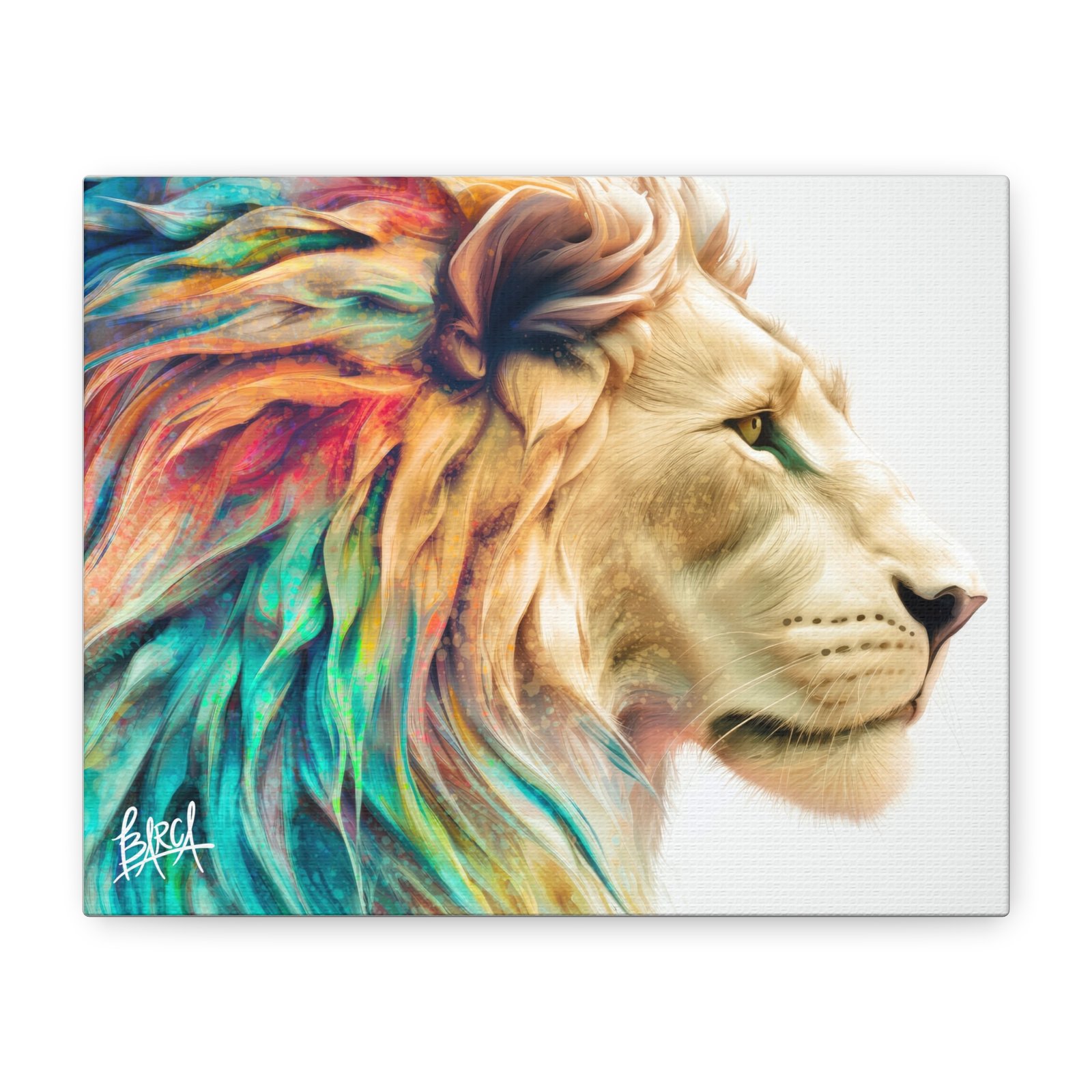 Animal Art Canvas - Vibrant Lion Canvas Wall Art, Colorful Stretched Canvas, Home Decor, Animal Art, Gift for Animal Lovers, Living Room Decoration