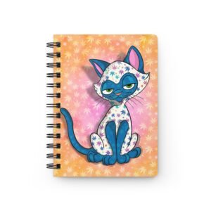 Sassy Cat Art - Whimsical Weed Sassy Cat Design, Spiral Bound Journal | Cute Diary | Creative Writing Notebook | Gift for Cat Lovers | Journaling & Sketching