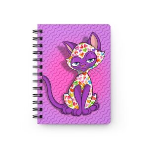 Sassy Cat Art - Colorful Hearts Sassy Cat Spiral Journal - Cute Sketchbook for Cat Lovers, Gift for Her, Art Notebook, Diary, Notepad