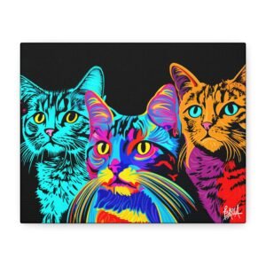 Animal Art Canvas - Vibrant Cat Canvas Print, Colorful Cat Wall Art, Home Decor for Cat Lovers, Pet Lover Gift, Colorful Cat Portraits