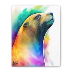 Animal Art Canvas - Portrait Vibrant Seal Canvas Art, Colorful Wall Decor, Animal Lover Gift, Home Accent, Wildlife Artwork, Bright Studio Decoration