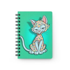Sassy Cat Art - Colored Bricks Sassy Cat Spiral Journal - Cute Notebook for Cat Lovers, Daily Planner, Art Sketchbook, Gift for Her, Note Taking, Journaling