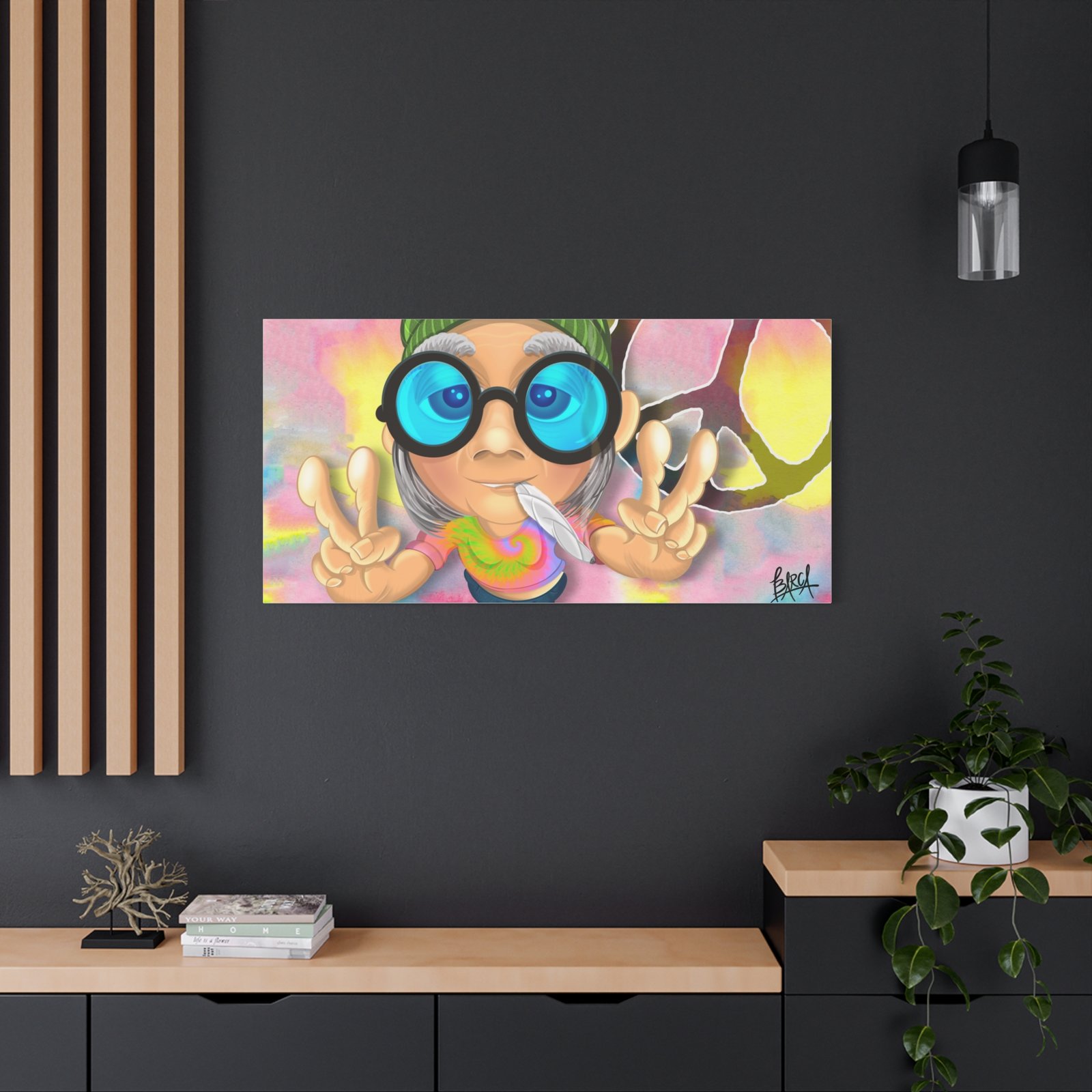 Other Art Portrait - Peace Vibes Canvas Art, Retro Wall Decor, Gift for Hippie Lovers, Boho Home Decor, Colorful Chill Room Art - Image 68