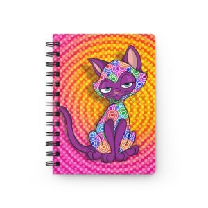Sassy Cat Art - Colorful Bullseye Sassy Cat Spiral Bound Journal - Perfect Gift for Cat Lovers, Journaling, School Notes, Creative Writing, Art Diary