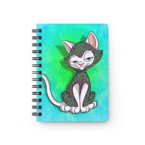 Sassy Cat Art - Groovy Charming Colorful Sassy Cat Spiral Bound Journal, Cute Notebook, Gifts for Cat Lovers, School Supplies, Sketchbook, Journaling