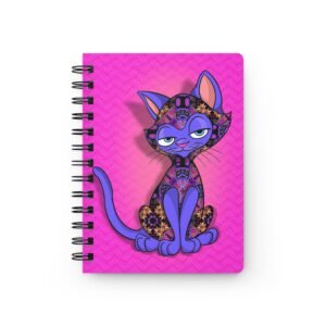 Sassy Cat Art - Colorful Paisley Flower Print Sassy Cat Spiral Journal, Cute Cat Notebook, Art Journal for Cat Lovers, Gift for Birthdays, School or Creative Writing