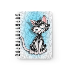 Sassy Cat Art - Whimsical Art Deco Sassy Cat Spiral Bound Journal - Cute Cat Art, Sketchbook for Cat Lovers, Gift for Writers, Travel Diary, Note-Taking Organizer