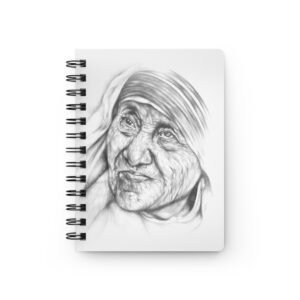 Graphite Pencil Art - Inspirational Drawing of Mother Teresa Spiral Bound Journal, Mother Teresa Sketch Notebook, Motivational Gift, Writing Journal for Self-Reflection, Artist Sketchbook