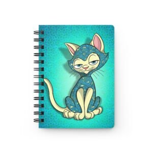 Sassy Cat Art - Whimsical Swirly Sky Sassy Cat Spiral Bound Journal - A Creative Companion for Cat Lovers