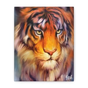 Animal Art Canvas - Portrait Stretched Canvas Art - Colorful Tiger Portrait, Home Decor, Wildlife Wall Art, Animal Print, Gift for Nature Lovers, Birthday Decoration