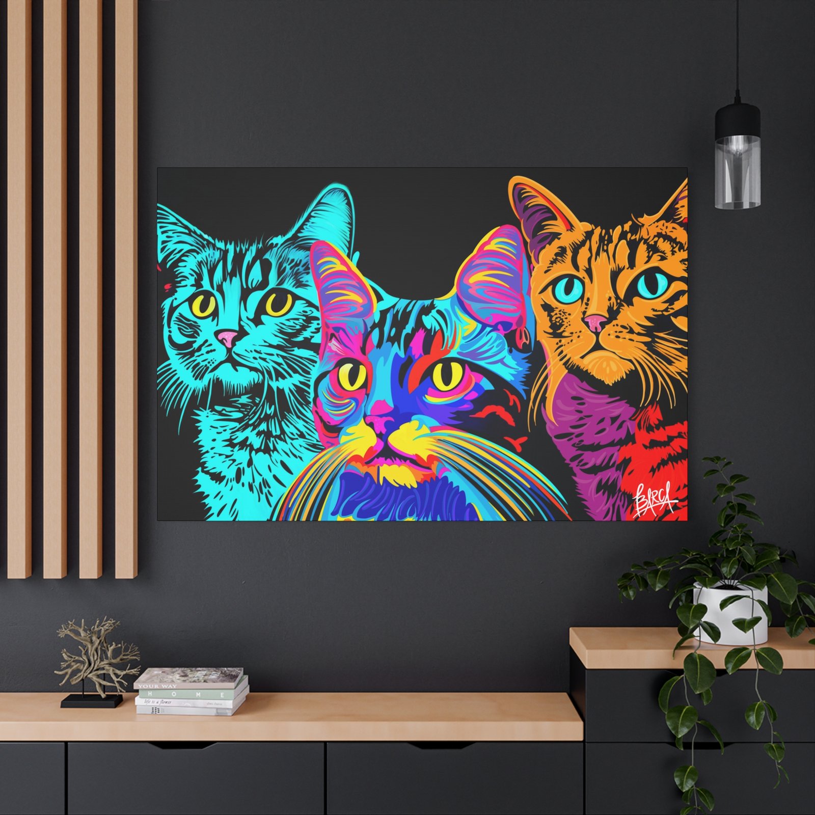 Animal Art Canvas - Vibrant Cat Canvas Print, Colorful Cat Wall Art, Home Decor for Cat Lovers, Pet Lover Gift, Colorful Cat Portraits - Image 100