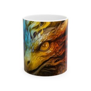 Fantasy Dragon Ceramic Mug, Colorful Dragon Art Coffee Cup, Unique Gift for Fantasy Lovers, DnD, Birthday, Home Decor