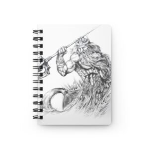 Graphite Pencil Art - Epic God of the Sea Poseidon Spiral Bound Journal - Perfect for Artists, Writers, Gift for Sea Lovers, Sketchbook, Creative Writing, Inspiration