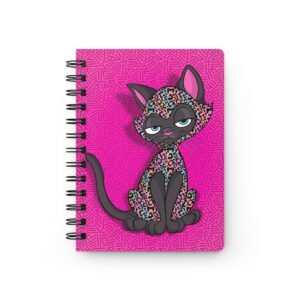 Sassy Cat Art - Cheetah Sassy Cat Spiral Bound Journal, Cute Cat Notebook, Animal Lovers Gift, Pink Patterned Journal, Creative Writing Supplies