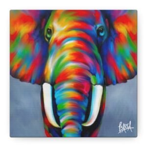 Animal Art Canvas - Colorful Elephant Canvas Art, Vibrant Wall Decor, Animal Lover Gift, Bright Home Decor, Eclectic Wall Art