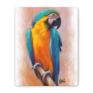 Animal Art Canvas - Portrait Vibrant Macaw Art Canvas, Decorative Wall Art, Tropical Home Decor, Bird Lovers Gift, Colorful Canvas Print