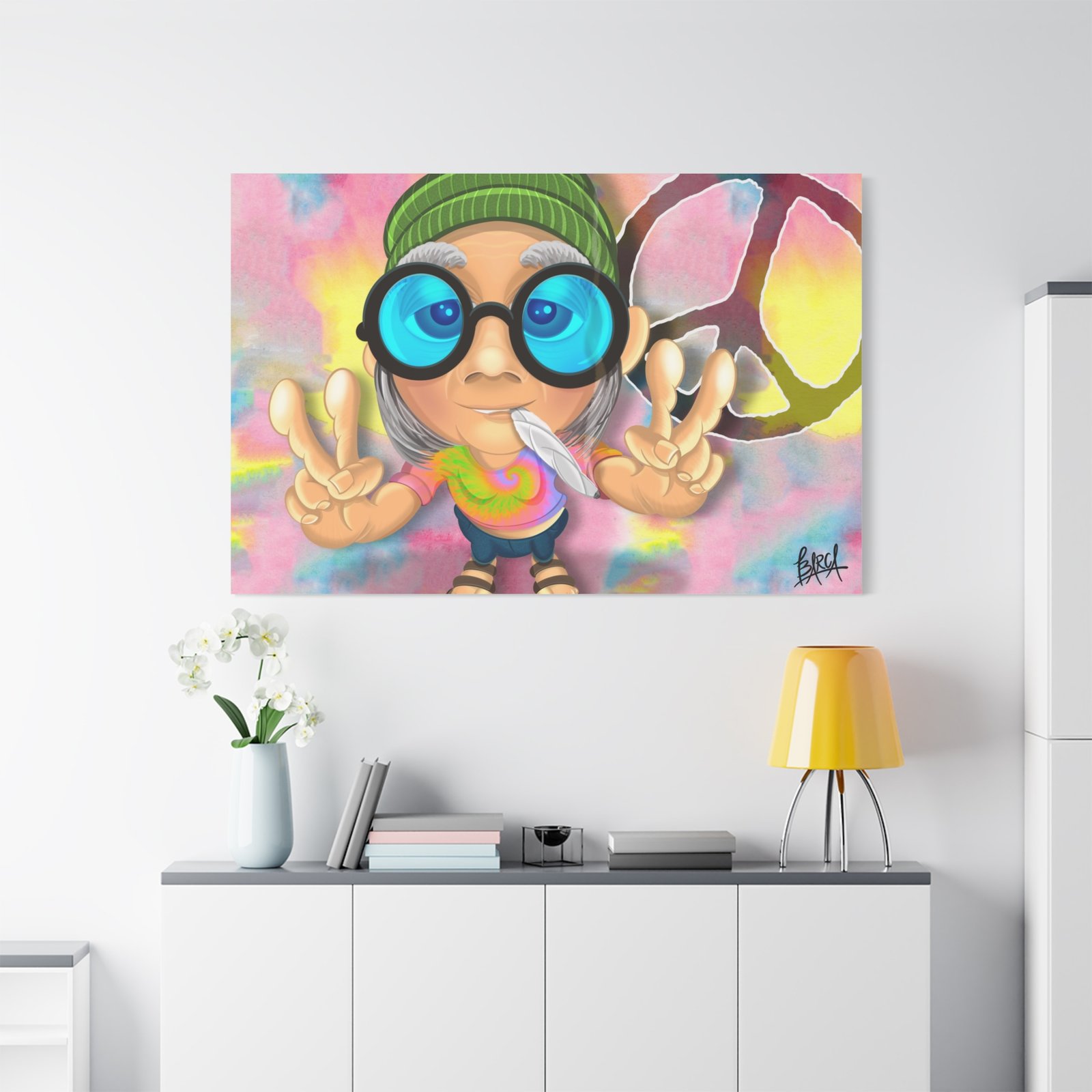 Other Art Portrait - Peace Vibes Canvas Art, Retro Wall Decor, Gift for Hippie Lovers, Boho Home Decor, Colorful Chill Room Art - Image 87