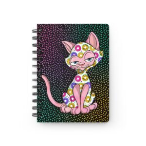 Sassy Cat Art - Colorful Donut Sassy Cat Spiral Bound Journal, Artistic Notebook, Cute Cat Gifts, Unique Stationery, Journal for Cat Lovers, Fun Writing Journal
