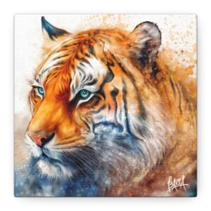 Animal Art Canvas - Majestic Tiger Canvas Art, Stretched Wall Decor, Home Office Decor, Animal Lover Gift, Nature Art, Wildlife Wall Art
