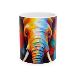 Vibrant Elephant Ceramic Mug, Colorful Coffee Cup, Animal Lover Gift, Unique Home Decor, Perfect for Birthdays, Eco-Friendly Tea Mug