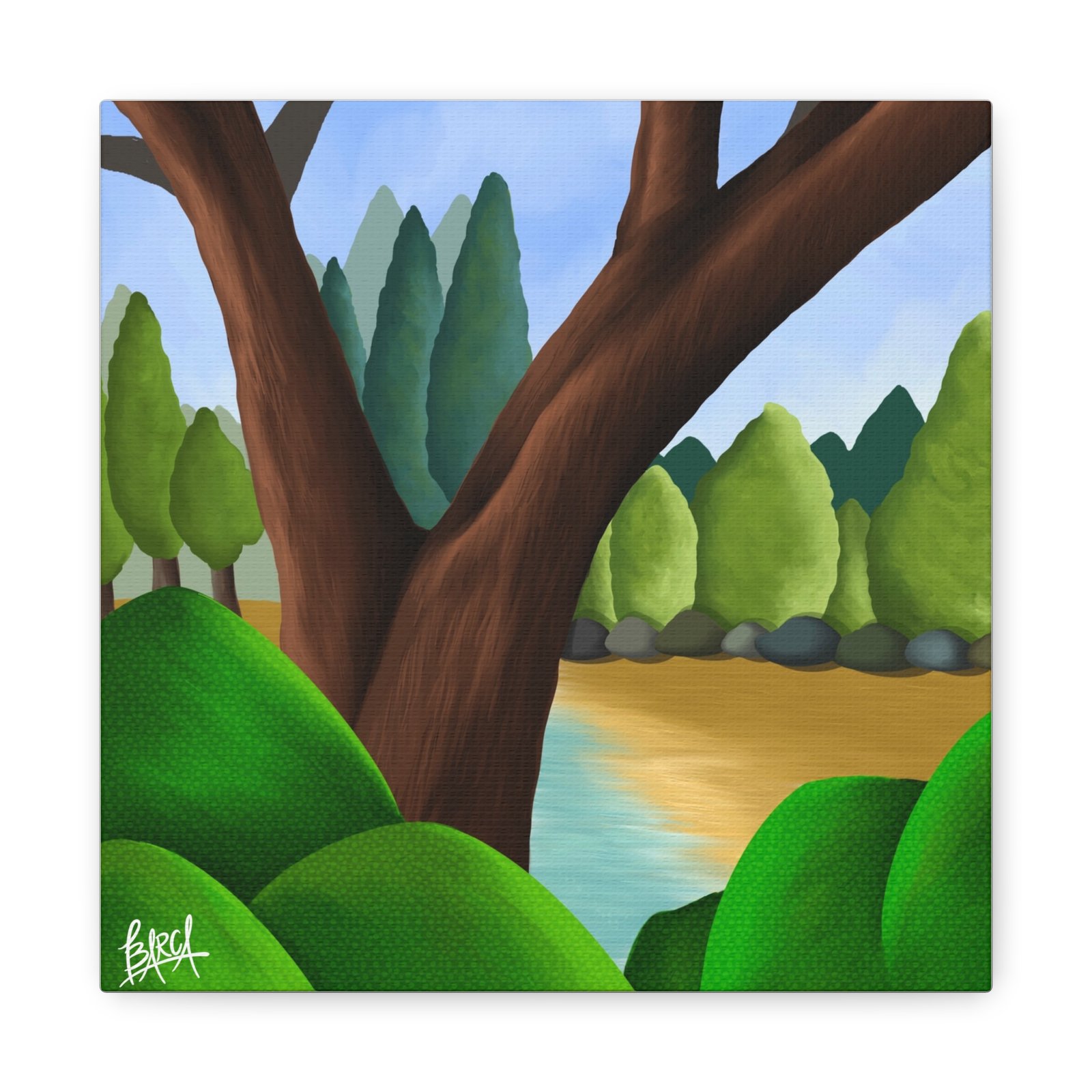 Other Art Portrait - Serene Nature Canvas Art Print, Stretched Wall Art, Green Landscape Decor, Earthy Home Decoration, Tranquil Nature Artwork - Image 49