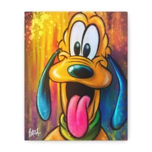 Other Art Portrait - Disney Pluto Theme Colorful Cartoon Dog Canvas Print, Fun Home Decor, Dog Lover Gift, Whimsical Art for Kids' Rooms, Playful Wall Art