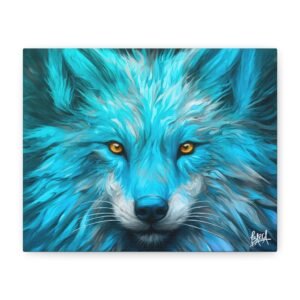 Animal Art Canvas - Blue Fox Canvas Art, Stretched Wall Decor for Home, Animal Lover Gift, Colorful Nature Art, Unique Modern Home Decor