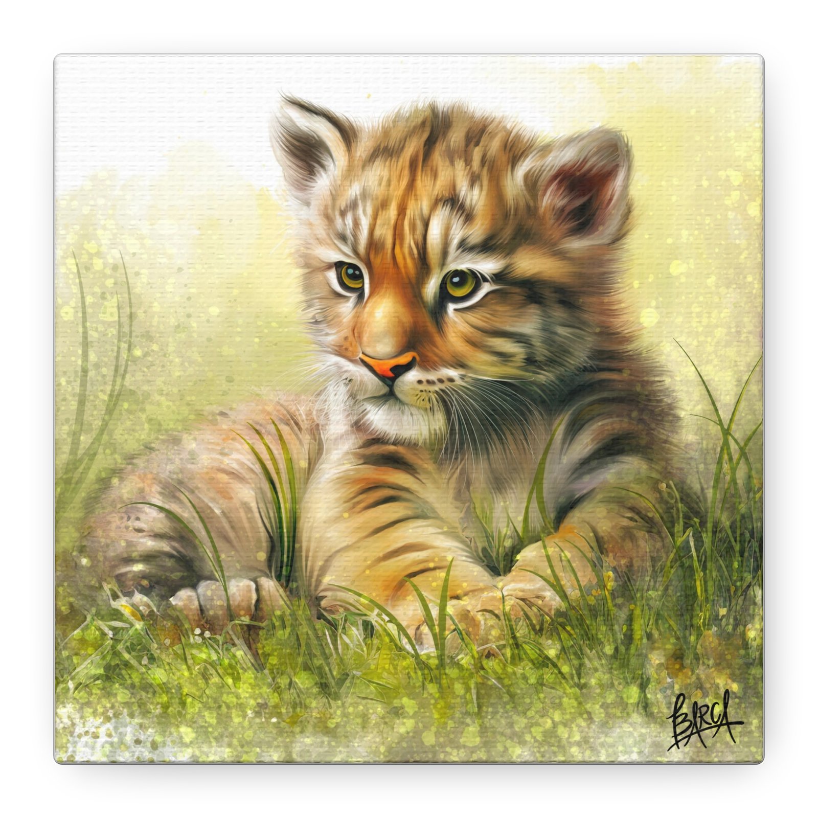 Animal Art Canvas - Tiger Cub Wall Art, Cute Animal Canvas Print for Nursery Decor, Baby Shower Gift, Wildlife Lover's Home Decor, Kid's Room Decoration