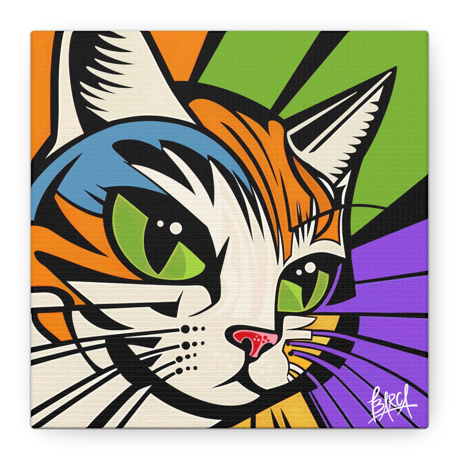 Animal Art Canvas - Colorful Cat Art Canvas Wall Decor, Feline Lover Gift, Home Decoration, Vibrant Animal Art, Cat Themed Room, Pet Lover Decor