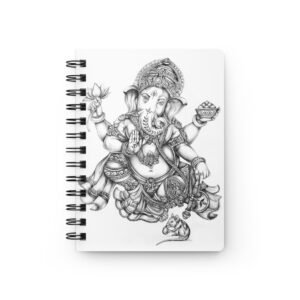 Graphite Pencil Art - Elegant Ganesh Drawing Spiral Bound Journal for Meditation, Spiritual Growth, Gift for Artists, Eco-Friendly Note-taking, Personal Diary