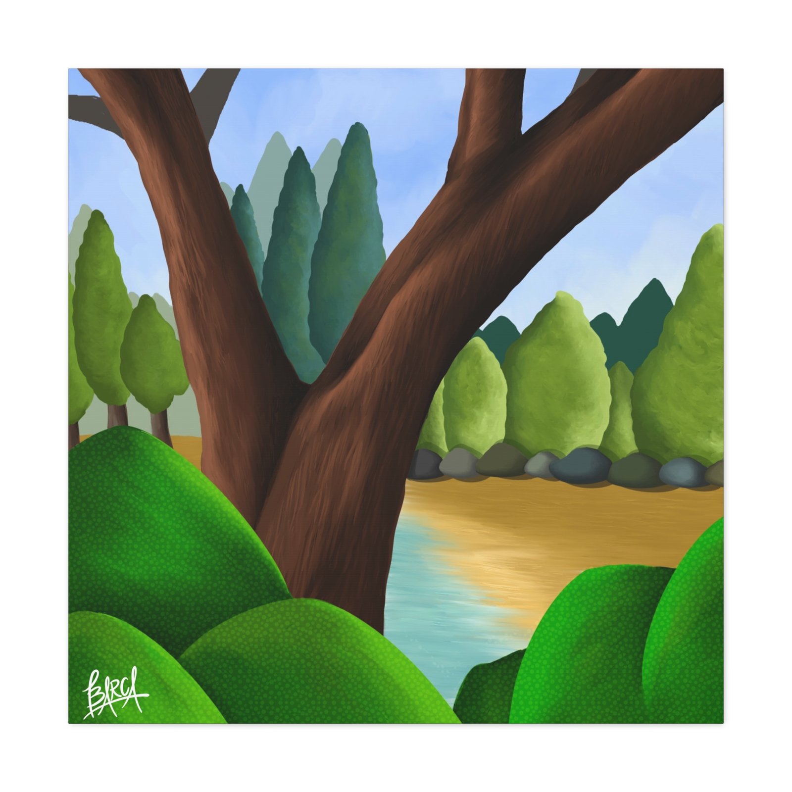 Other Art Portrait - Serene Nature Canvas Art Print, Stretched Wall Art, Green Landscape Decor, Earthy Home Decoration, Tranquil Nature Artwork - Image 81