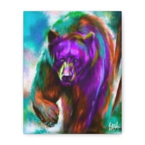 Animal Art Canvas - Portrait Vibrant Bear Canvas Art, Colorful Wall Decor, Animal Lover Gift, Colorful Home Decor, Wildlife Artwork, Unique Art Piece