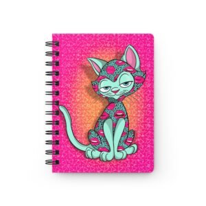 Sassy Cat Art - Colorful Lip Kiss Sassy Cat Spiral Bound Journal - Cute Cat Notebook, Writing Journal, Gift for Cat Lovers, Stationery, School Supplies