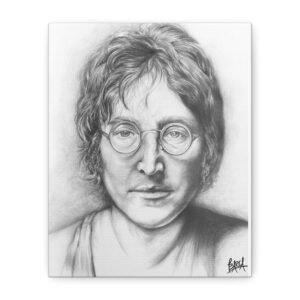 Graphite Pencil Art - Stretched Canvas Art Print, John Lennon Portrait, Home Decor Wall Art, Music Lover Gift, Unique Art Piece, Gift for Music Fans