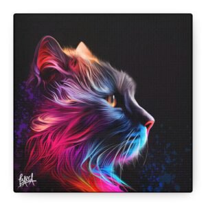 Animal Art Canvas - Vibrant Cat Wall Art Canvas, Colorful Pet Decor, Home Decoration, Gift for Cat Lovers, Feline Art Print, Animal Lover Gift
