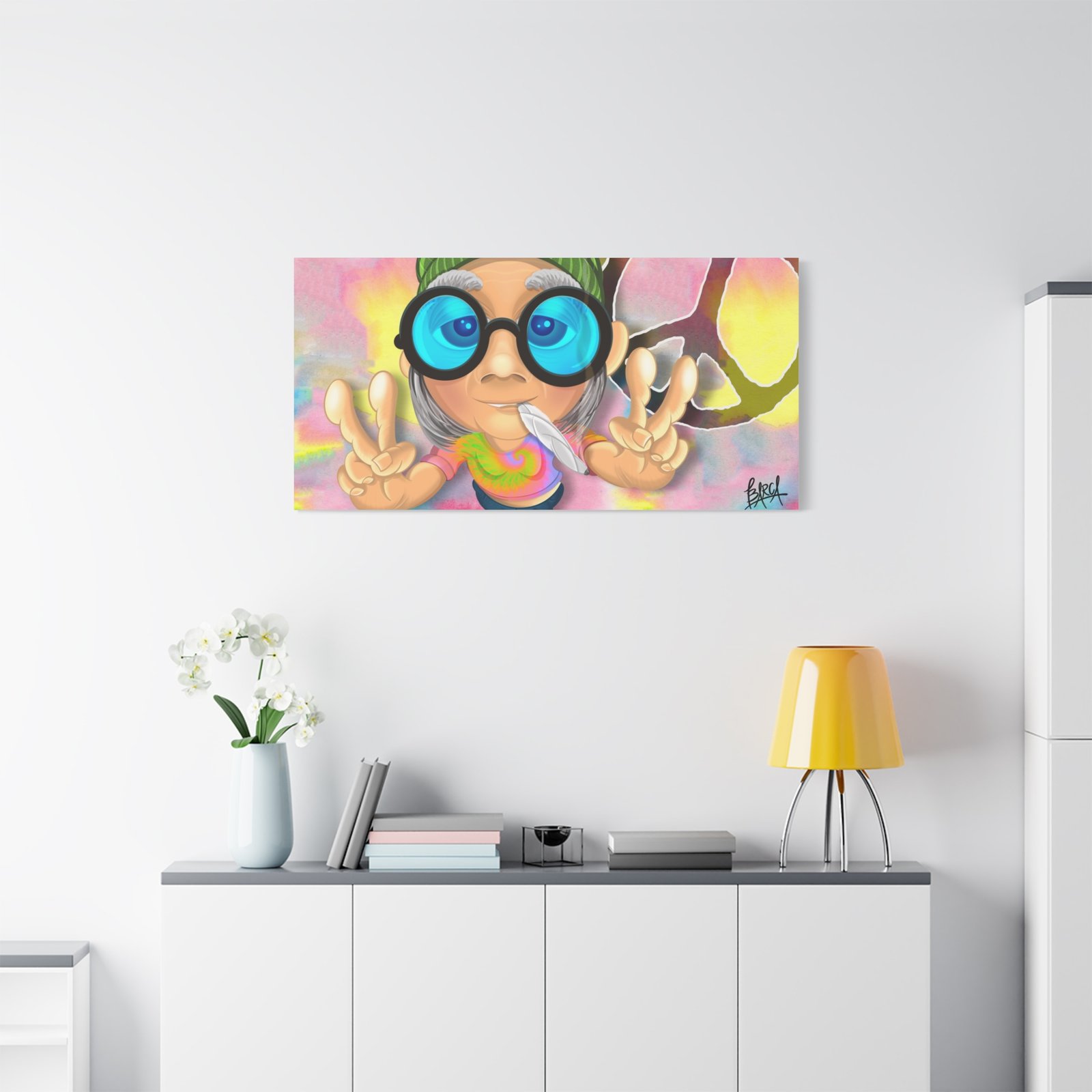 Other Art Portrait - Peace Vibes Canvas Art, Retro Wall Decor, Gift for Hippie Lovers, Boho Home Decor, Colorful Chill Room Art - Image 67