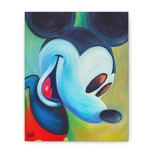Other Art Portrait - Disney Mickey Mouse Theme Vibrant Canvas Art Print Featuring Cheerful Character, Home Decor, Gift for Kids, Wall Art, Colorful Nursery Decor, Kids Room