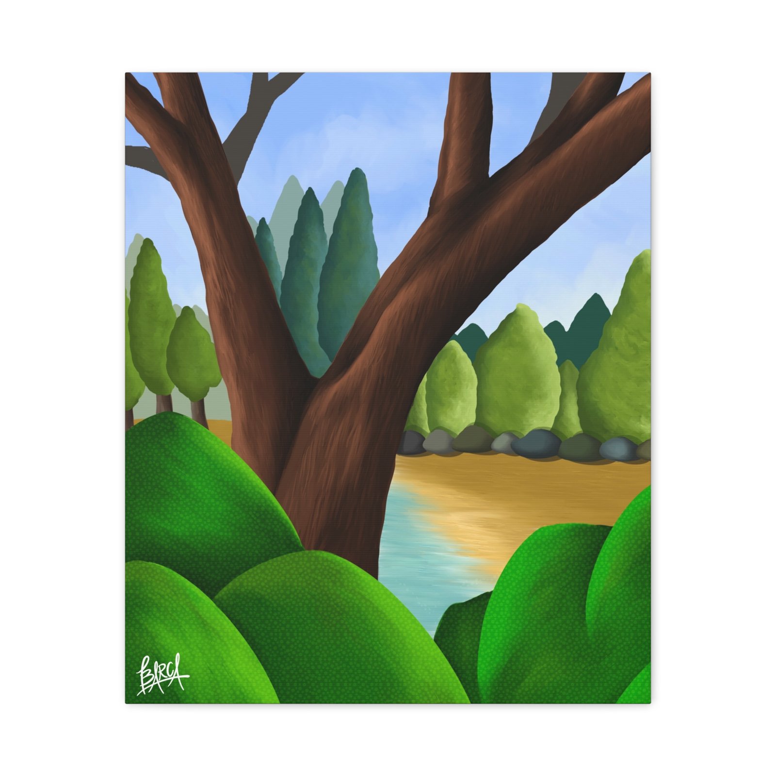 Other Art Portrait - Serene Nature Canvas Art Print, Stretched Wall Art, Green Landscape Decor, Earthy Home Decoration, Tranquil Nature Artwork - Image 25