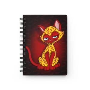 Sassy Cat Art - Chili Pepper Sassy Cat Spiral Journal, Funky Notebook, Artistic Diary, Perfect Gift for Animal Lovers, Creative Writing Journal, Halloween Decor
