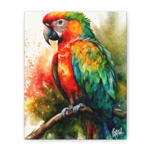 Animal Art Canvas - Portrait Vibrant Parrot Canvas Print, Tropical Wall Art, Colorful Home Decor, Gift for Bird Lovers, Jungle-Inspired Artwork