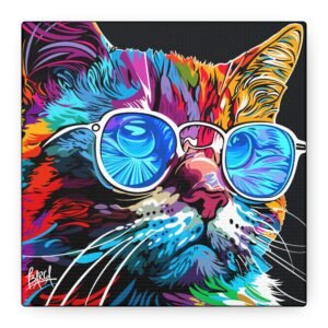 Animal Art Canvas - Colorful Cat Art Canvas, Cat Lover Gift, Wall Decor, Pet Art, Home Decor, Vibrant Pet Portrait