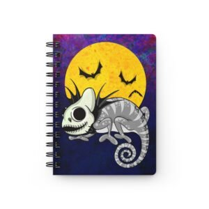 Chamo Pop Art - Gothic Nightmare Chameleon Spiral Journal | Spooky Jack Skelton Writing Notebook, Halloween Decor, Unique Gift for Monsters, Creative Diary, Art Sketchbook