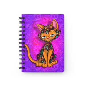 Sassy Cat Art - Colorful Mexican Day of The Dead Sassy Cat Spiral Bound Journal, Cute Cat Notebook, Skull Pattern Journal, Gift for Cat Lovers, Journaling, School Supplies, Art Notebook
