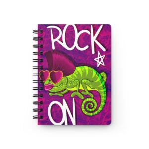 Chamo Pop Art - Rock On Chameleon Spiral Journal | Colorful Notebook for Creatives, Gift for Musicians, Writing, Sketching, School Supplies