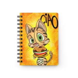 Cat-Tastic Art - Italian Spaghetti Vibrant Cat Spiral Journal with Cheerful Artwork, Ideal for Cat Lovers, Gift for Birthdays, Journaling, and Note-taking