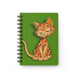 Sassy Cat Art - Giraffe Sassy Cat Spiral Bound Journal | Cute Animal Notebook for Cat Lovers, Back to School, Gift Ideas, Doodle Diary, Green Journal