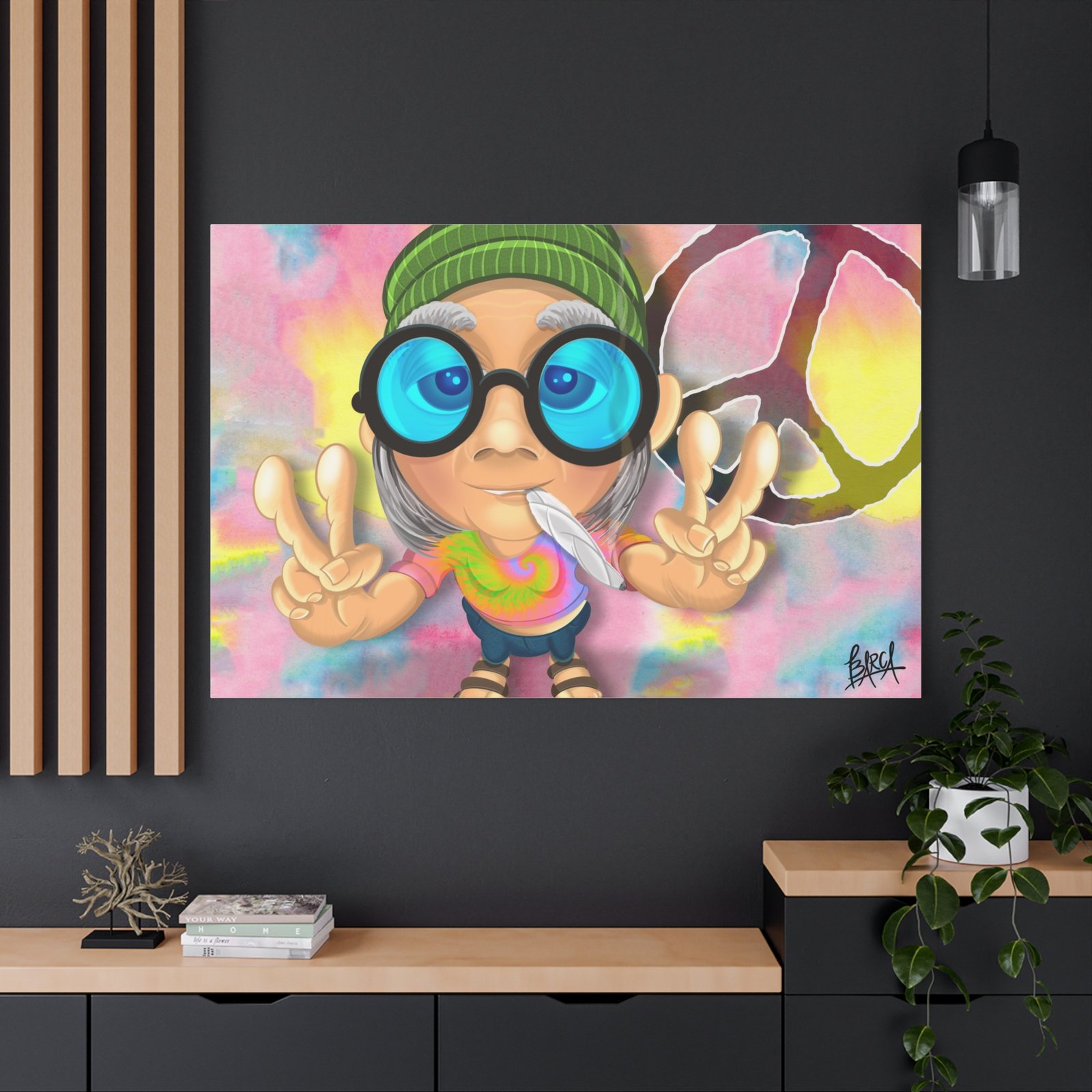 Other Art Portrait - Peace Vibes Canvas Art, Retro Wall Decor, Gift for Hippie Lovers, Boho Home Decor, Colorful Chill Room Art - Image 88
