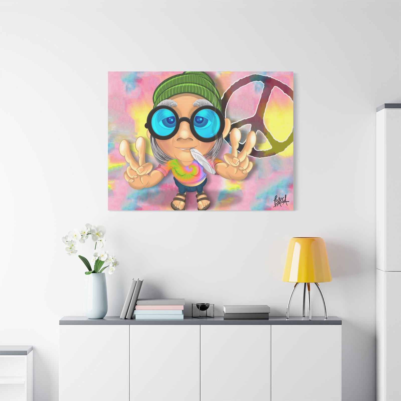 Other Art Portrait - Peace Vibes Canvas Art, Retro Wall Decor, Gift for Hippie Lovers, Boho Home Decor, Colorful Chill Room Art - Image 75